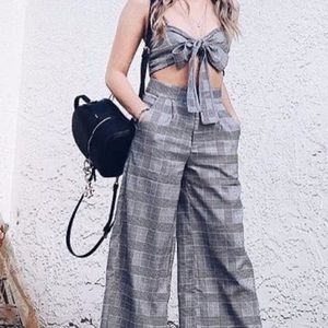 Jenn Im Eggie Wide Plaid Trousers